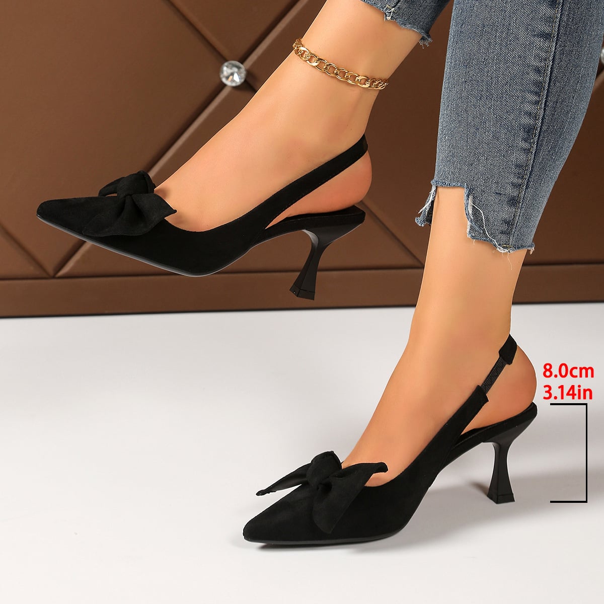 Bow shaped plus size high-heeled sandals for women, new style with slim heels and a stylish toe cap