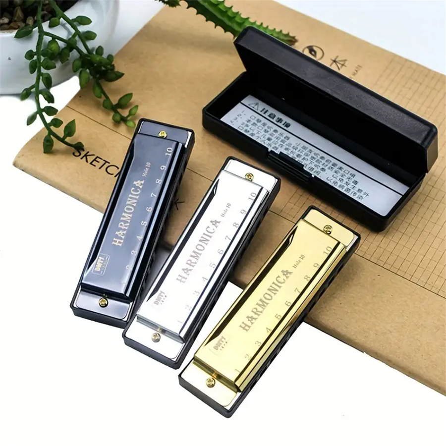 10 Holes Harmonica Mouthpiece Puzzle Musical Instrument Beginner Education Play Gift Copper Core Resin Harmonica