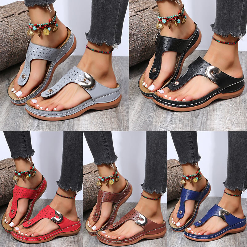 Women's large size 2023 European and American fashion wedge heel flip flops, wearing beach slippers outside