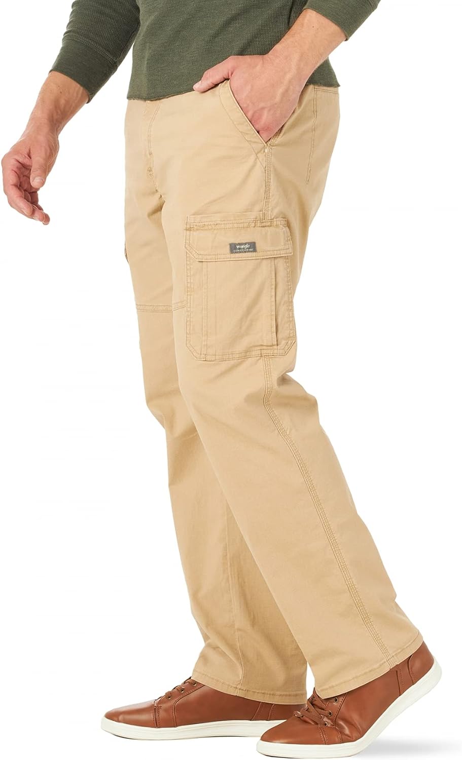 Wrangler Authentics Mens Relaxed Fit Stretch Cargo Pant