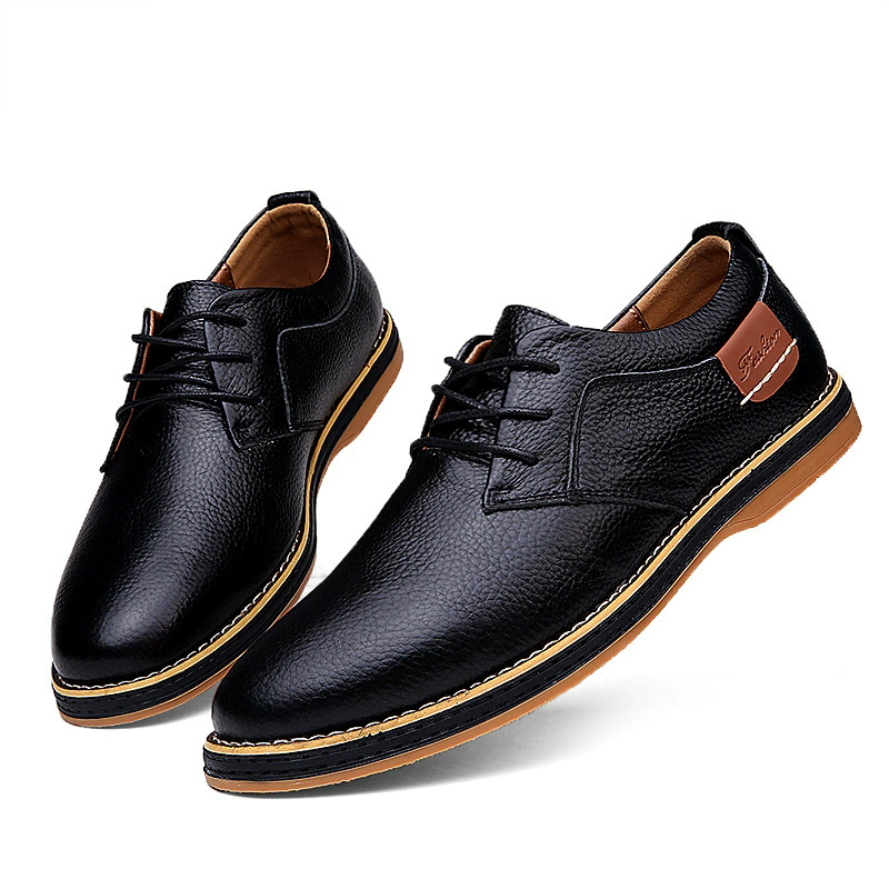 2025 Men's Leather Shoes Fashion Business Leisure Handmade Stitching Chelsea Leather Shoes