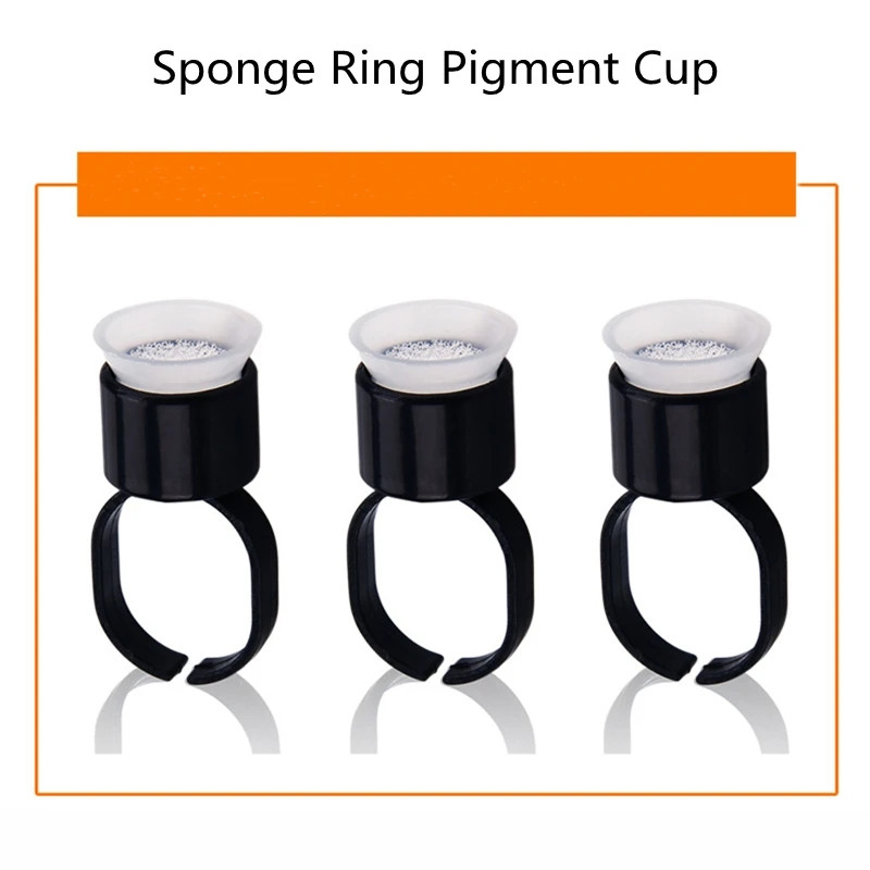 10pcs Tattoo Ink Ring Cups Glue Cap with Sponge Microblading Pigment Cup Tattoo Tool Holder Permanent Makeup Accessories Supply