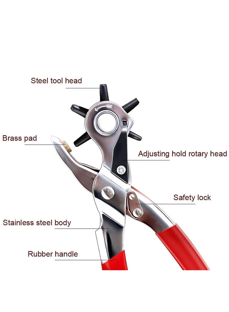 Leather Belt Hole Punch Plier Leather Hole Punch Tool for Leather Rubber Plastic - Plastic Coated Handle