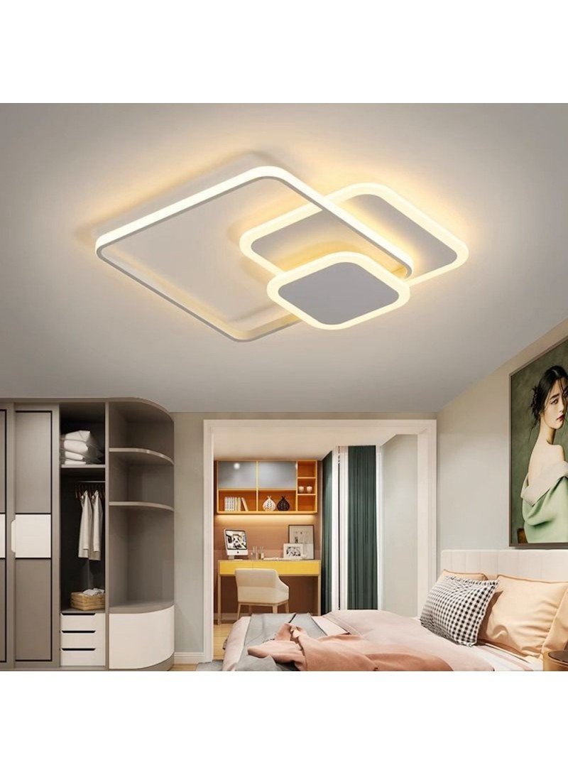 Modern Square LED Ceiling Light Three Color Dimmable with Remote Control for Living Room Bedroom (L52 x W52 x H6)cm / (L20.5 x W20.5 x H2.4)inch