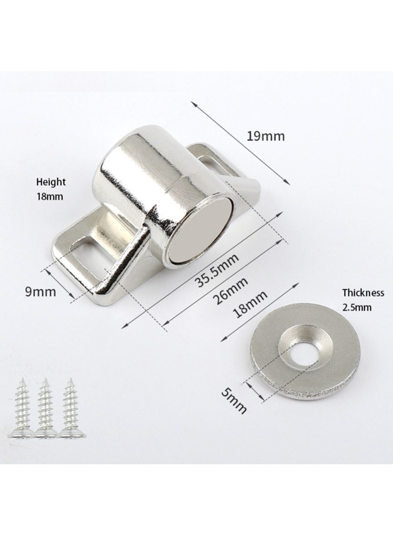 Magnet Cabinet Door Catch Zinc Alloy Furniture Door Stopper Hardware with Neodymium Magnet Cabinet Latch for Kitchen Cupboard - White