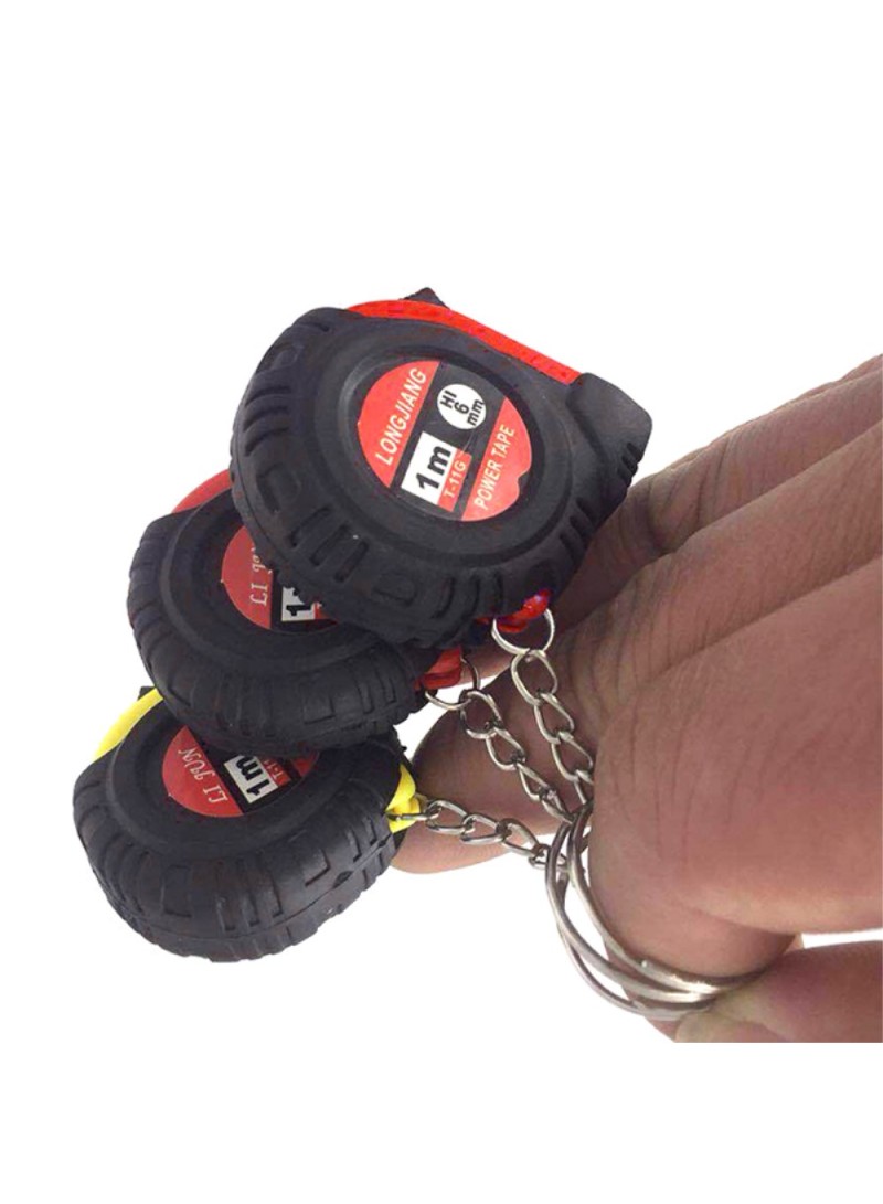1m / 39.37" Retractable Pocket Measure Tape with Keychain - Yellow
