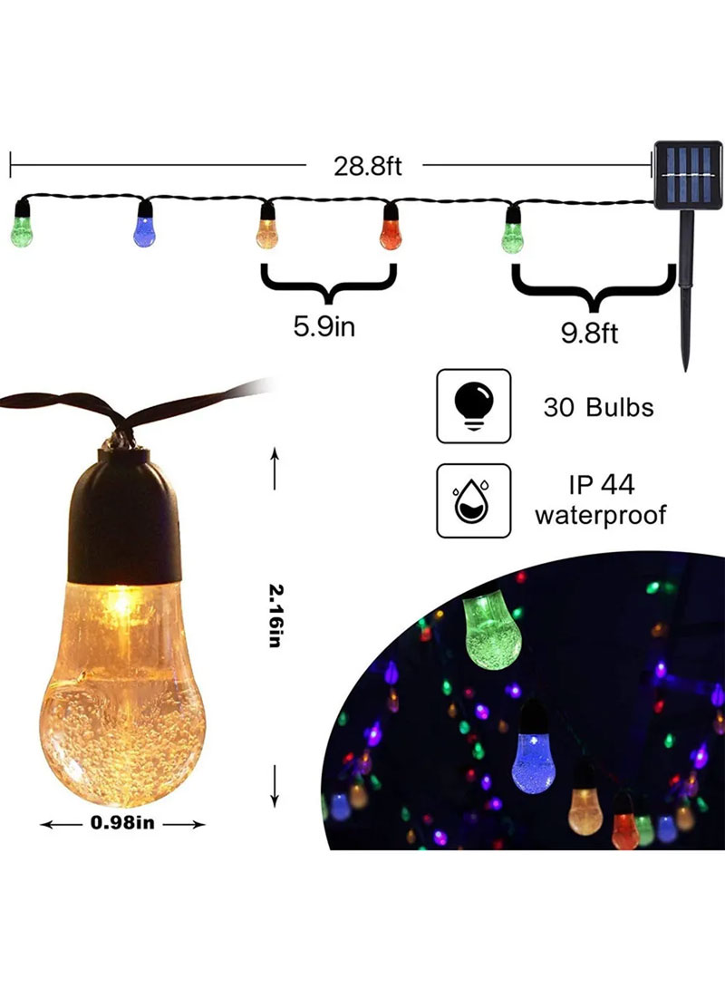 Outdoor Waterproof Solar String Light With 8 Lighting Modes - Yellow/50 Lights