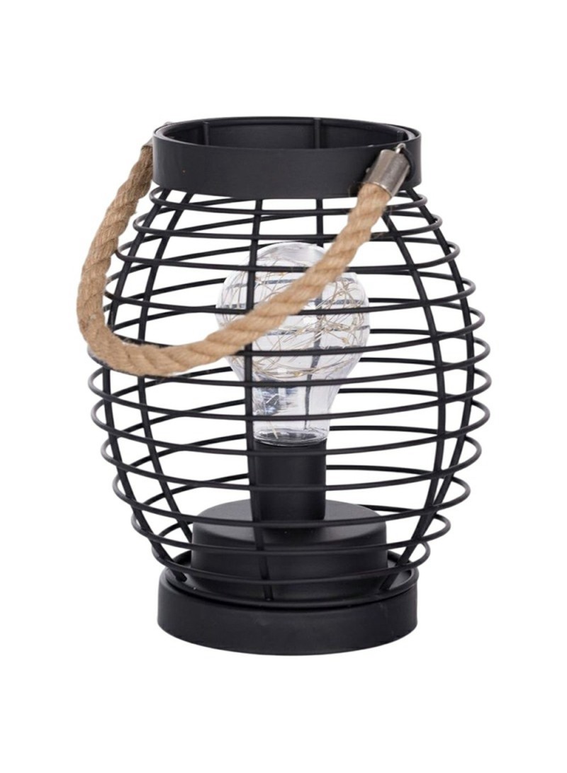 Retro Hollow Out Iron Art Round Handheld Lantern Portable LED Copper Wire Bulb Table Lamp (D15 x H20)cm / (D5.9 x H7.9)inch