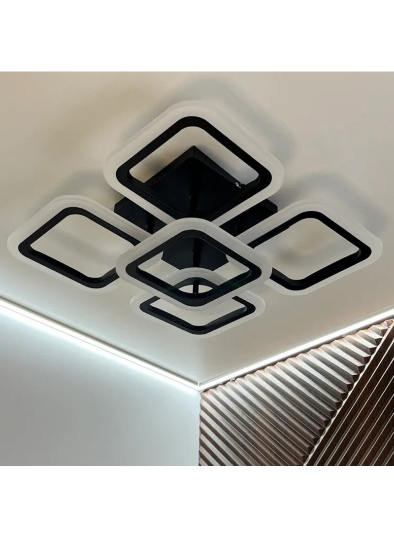 Modern Square LED Ceiling Light Dimmable Flush Mount Fixture for Living Room Dining Room with Remote (L60 x W60 x H13)cm / (L23.6 x W23.6 x H5.1)inch