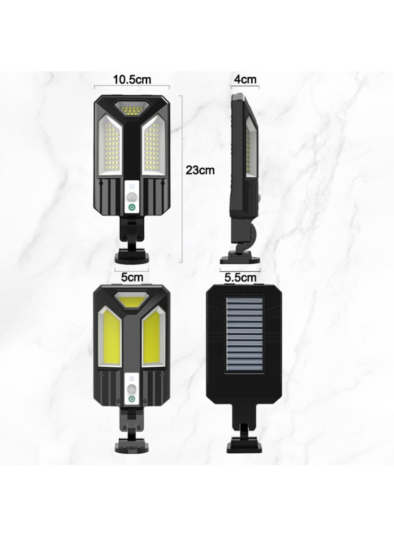 Solar Powered Street Light 4 Gears Human Sensor Lamp With Remote Control V95 (L4.1 x W2.2 x H9.1)inch - 87-LED