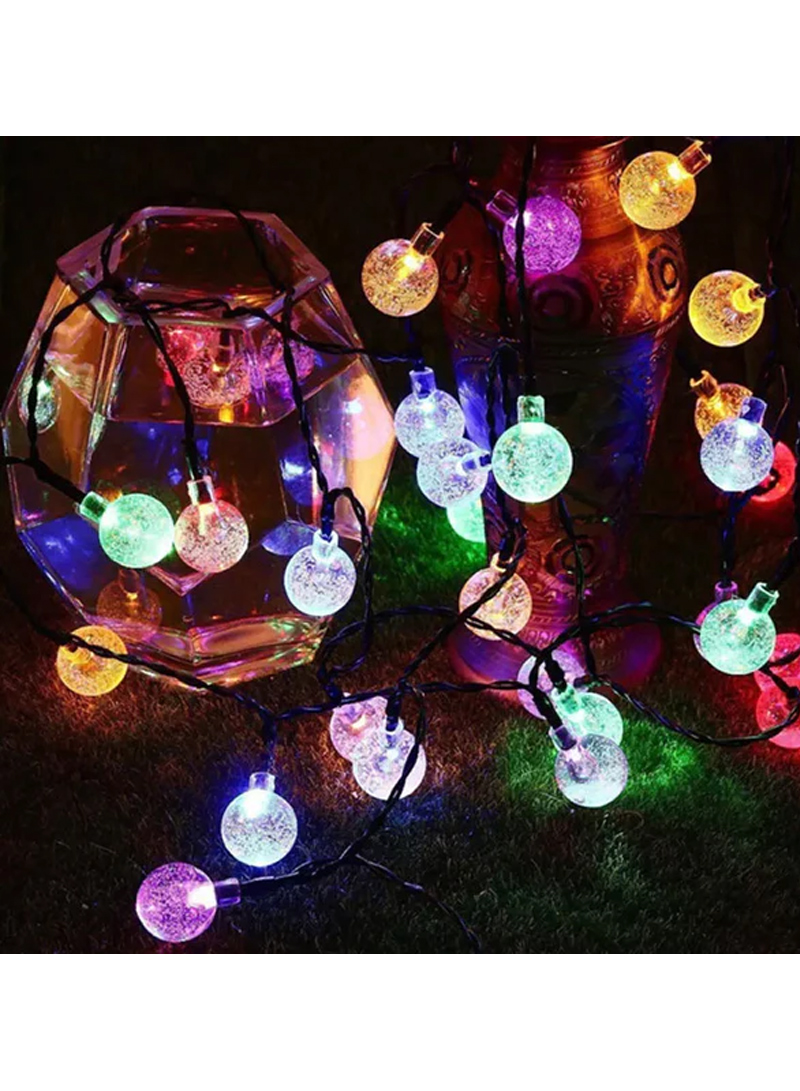 6.5m 30-LED Solar String Ball Lights Outdoor Waterproof Warm White Light Garden Decor - White