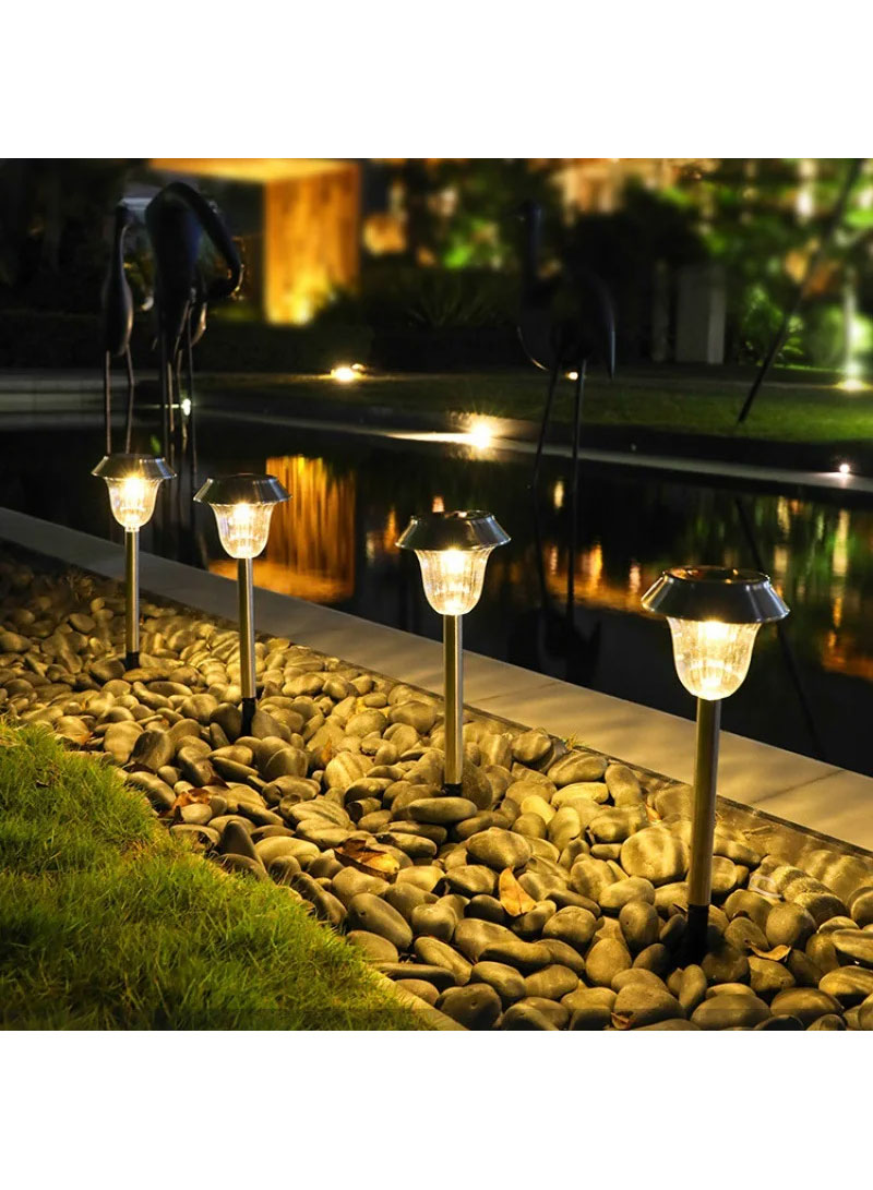 4 800mAh Waterproof Solar Light Landscape Light Outdoor Garden Lawn Yard Lamp (D5.5 x H7.3)inch - Warm Light