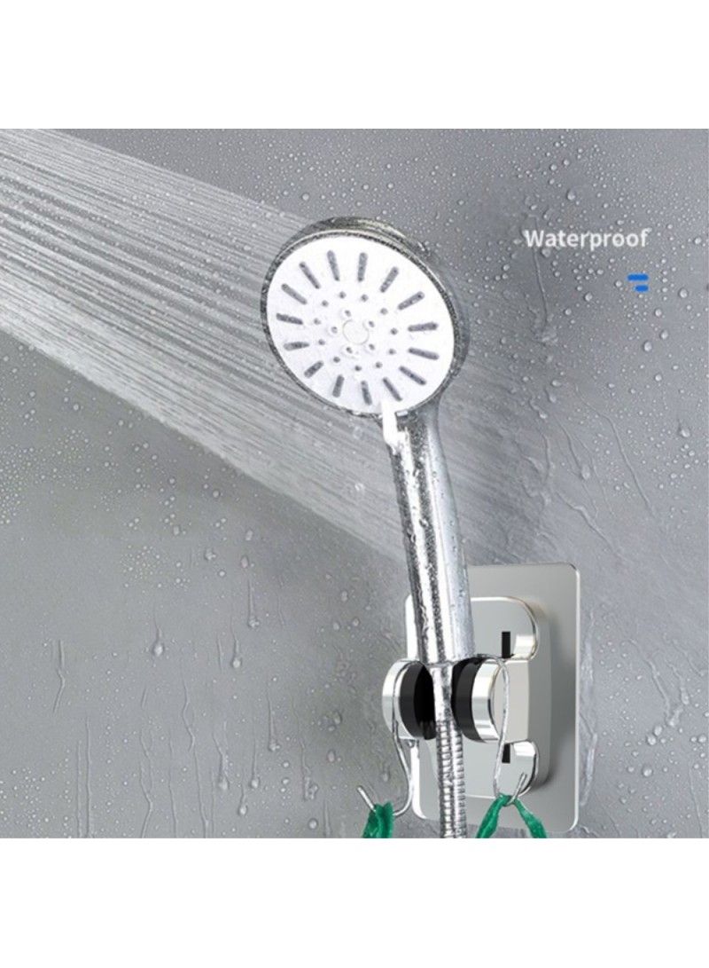Universal Angle Adjustable Shower Head Holder ABS Adhesive Base Bathroom Shower Head Bracket (L12 x W8)cm / (L4.7 x W3.1)inch - Black