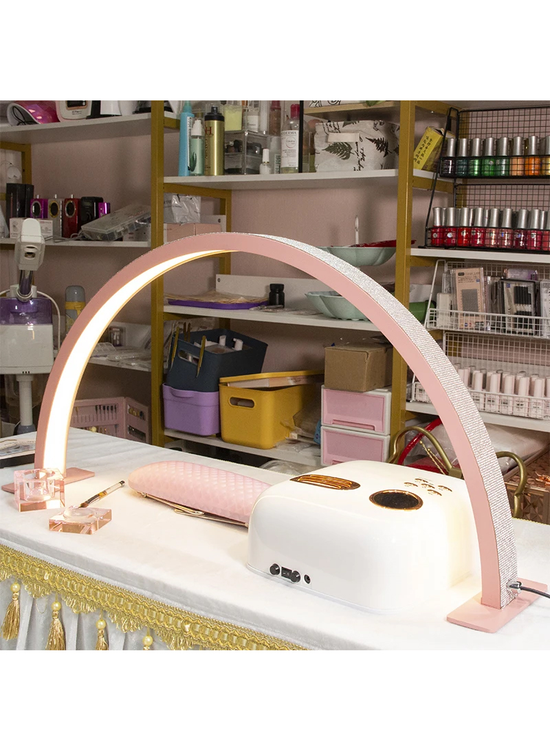 29W 30.5-inch LED Half Moon Light for Nail Tables, Beauty Makeup, Eyelashes Extension, Reading, Knitting, Circuit Board Work, etc - White