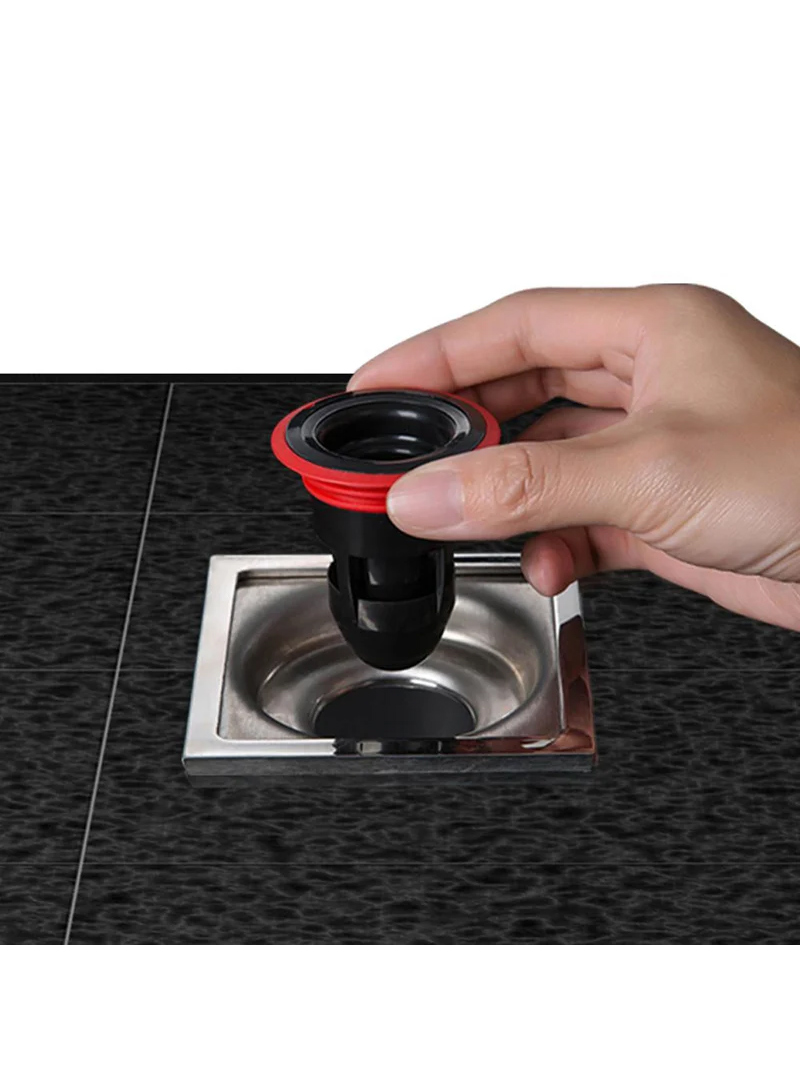 Bathroom Floor Drainer Silicone Deodorant Floor Drain Sewer Core Anti-Odor Plug (D6.5 x H5.5)cm / (D2.6 x H2.2)inch - Black