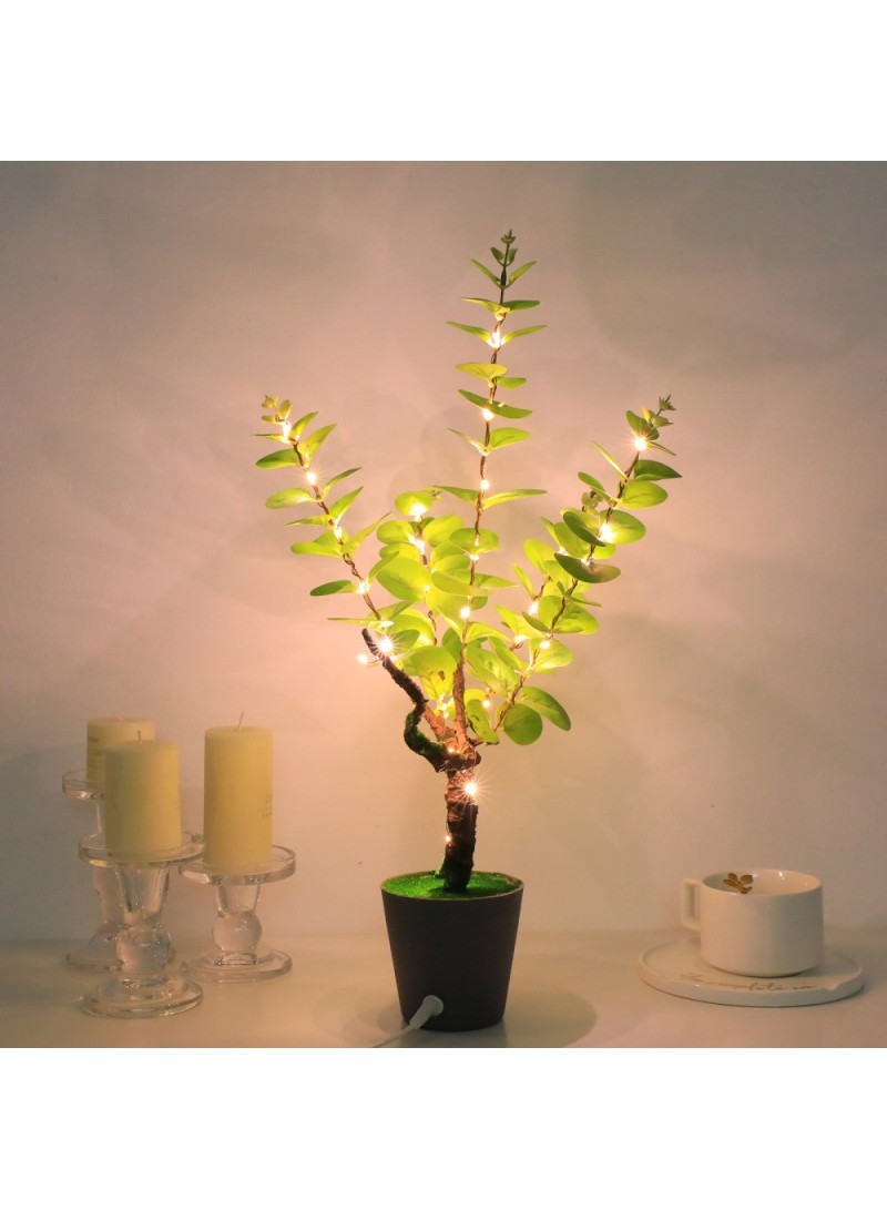 LED Night Light Imitation Plant Light Bonsai Bedroom Home Decoration Light (D3.7 x H19.7)inch - Money Tree