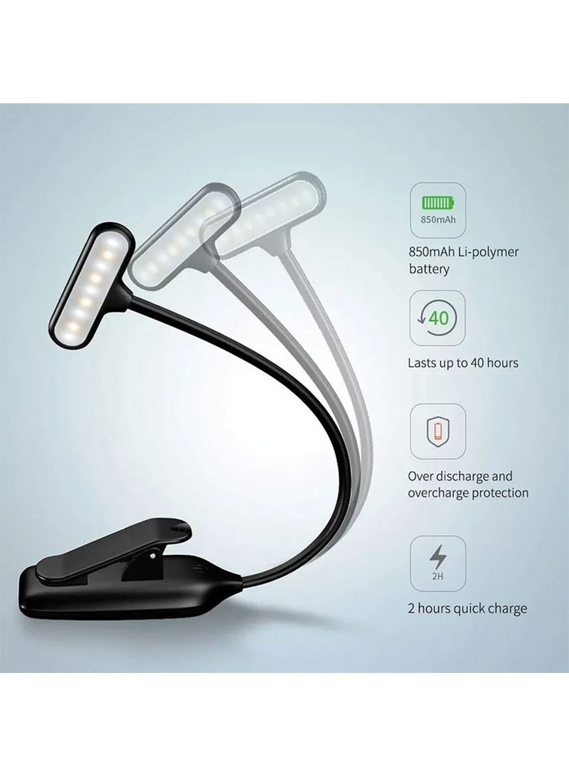 600mAh LED Light Flexible Height Clip-on 1.8W Desk Lamp - White