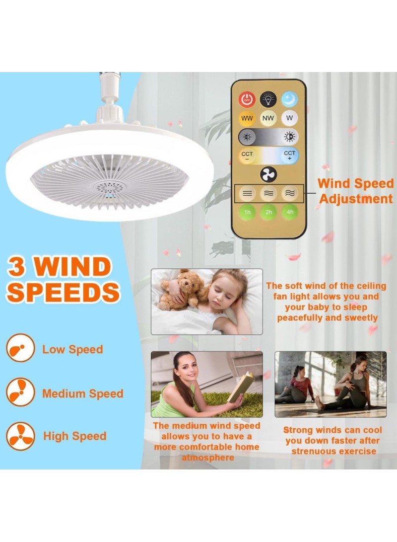 10" LED Ceiling Fan Light with Remote Control, Aromatherapy Function, 3-Speed Wind & 3-Color Adjustable Brightness - White