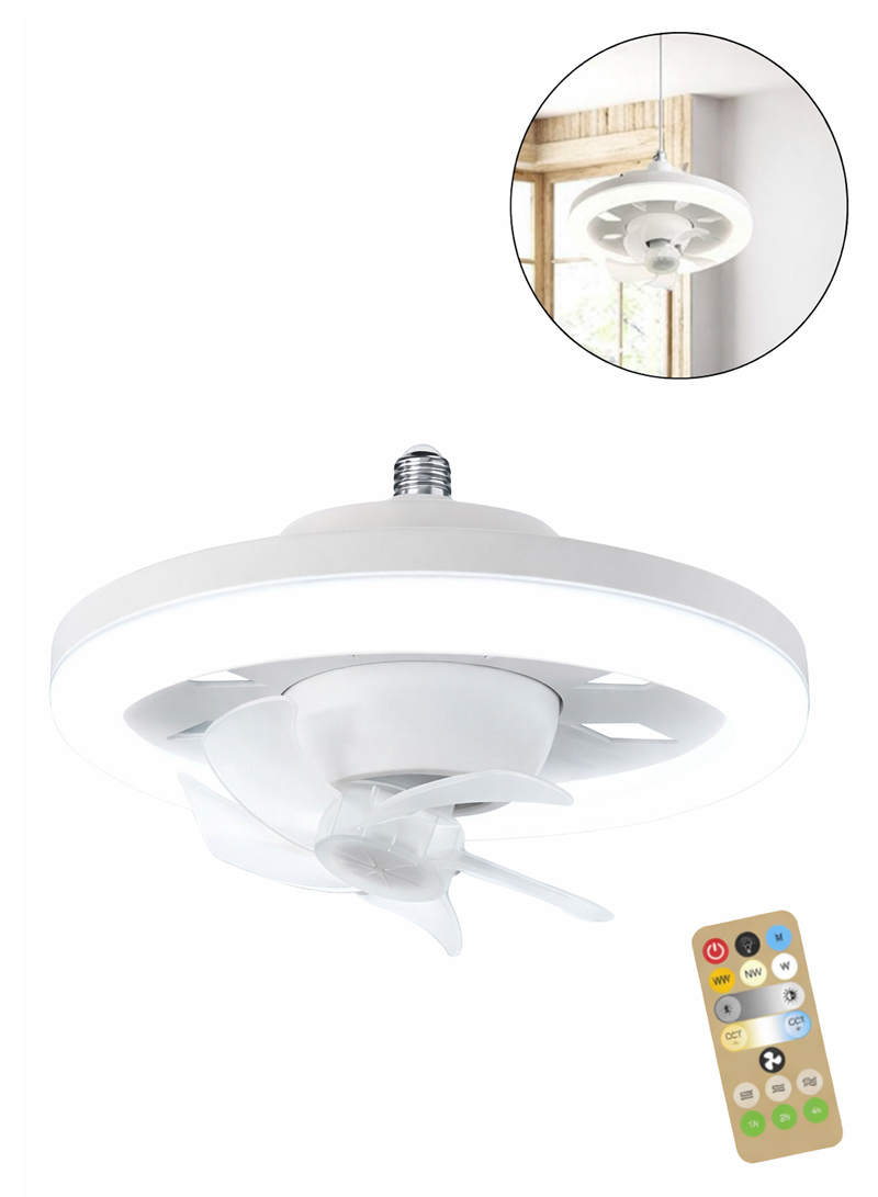 11.8" Acrylic LED Ceiling Fan Light with Remote Control, Oscillating Fan, 3 Speeds, 3-Color Dimmable Light & Quiet Motor