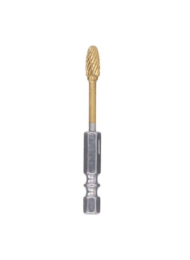 2.6inch Titanium-Coated Double-Flute Carbide Rotary Burr File Grinding Drill Bit with 1 / 4" Hex Shank 3-E6