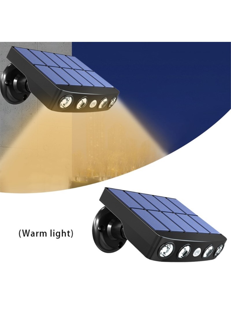 4W 1200mAh Rotatable Waterproof Motion Sensor LED Solar Light Garden Wall Lamp - Black/Yellow Light