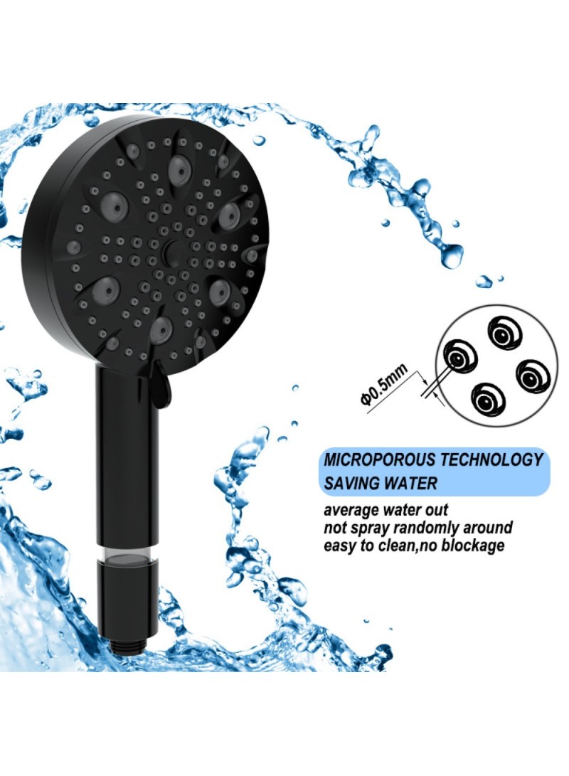 Handheld Shower Head 9-Mode Showerhead with PP Cotton Filter Bathroom Accessories DCH8001CP-2 - Black