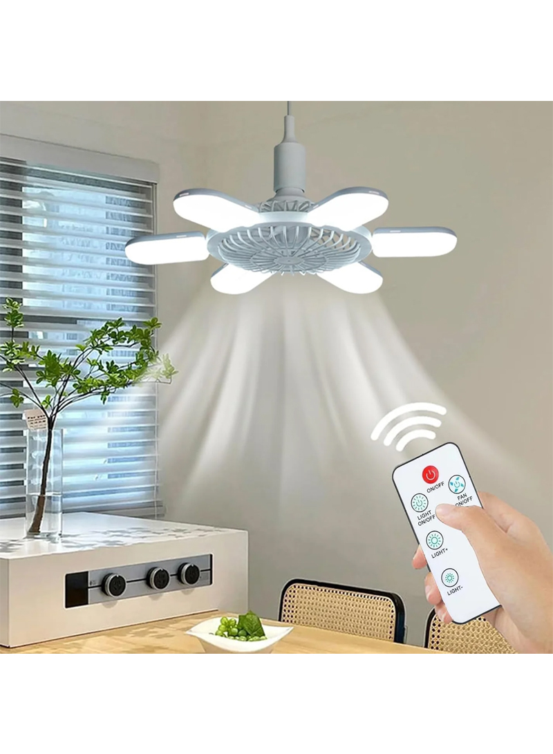 16.1" Ceiling Fan Light Bulb with Remote Control, 60W Power, 3-Blade Cooling Fan, Energy-Efficient Lighting & Ventilation