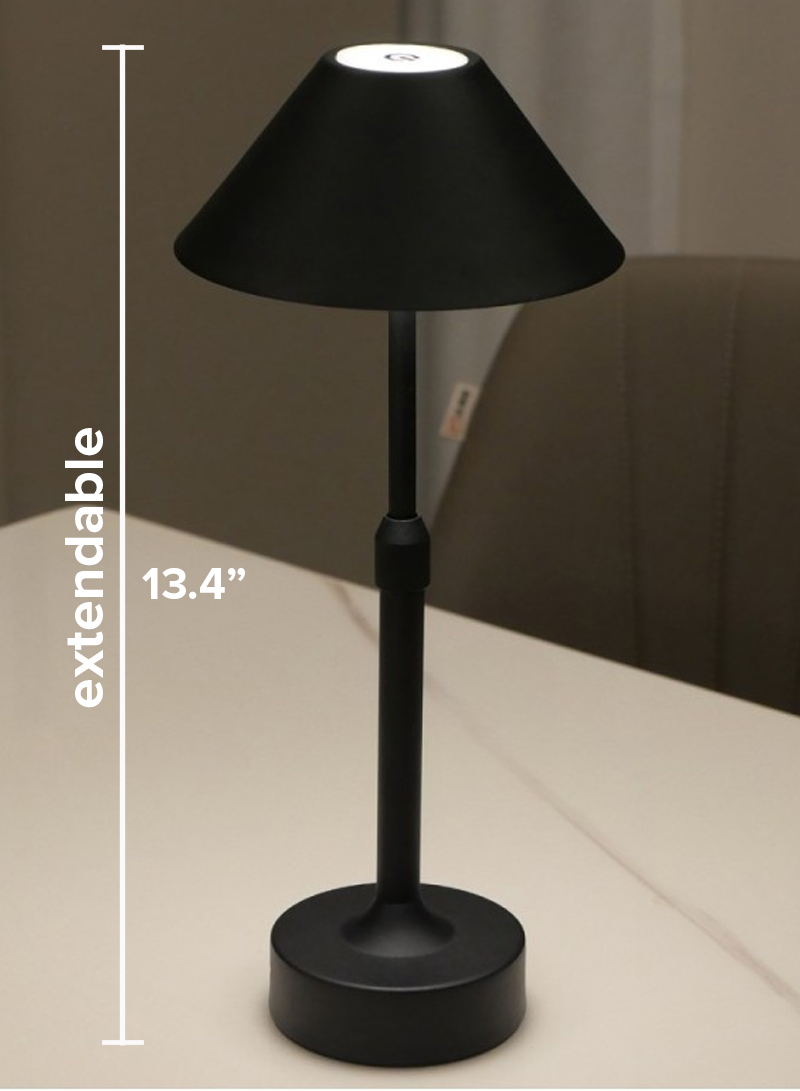 Iron Art Umbrella-Shaped Extendable Table Lamp Bedroom Night Light Touch Dimming Mood Light - Black