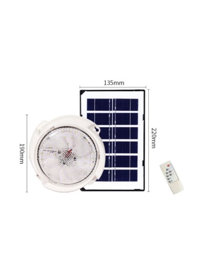 Solar Powered LED Ceiling Light Indoor / Outdoor Lamp with Remote Control - 54 LEDs / 25W Single Head