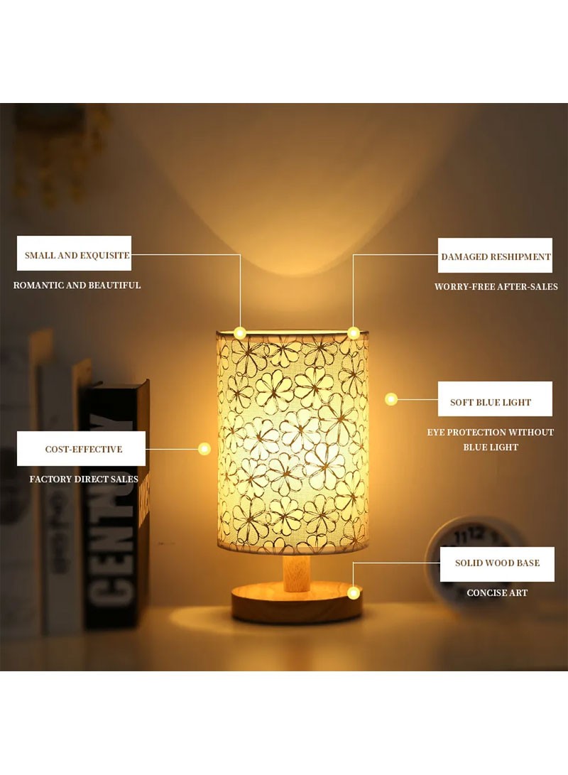 3W LED Decorative Table Light USB Desk Lamp for Bedroom Bedside Study (D13 x H24)cm / (D5.1 x H9.4)inch - Linen / Dimmable