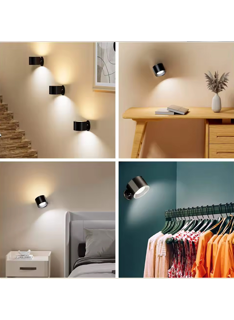 LED Wall Lamp, Battery Operated Up and Down Mounted Wall Lights with Remote & Touch Control, 3 Color Temperatures, Dimmable, 360° Rotatable Magnetic B