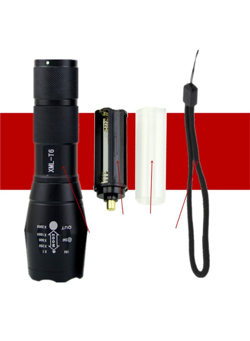 Ultra Bright LED Flashlight Torch with Adjustable Focus Zoom (L12.7 x W2.5 x H3.3)cm / (L5.0 x W1.0 x H1.3)inch