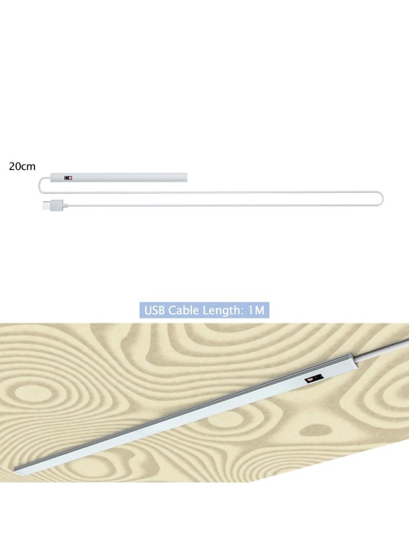 20cm Gesture Sensor LED Bar Light Self-adhesive USB Night Light Infrared Induction Cabinet Lamp - White