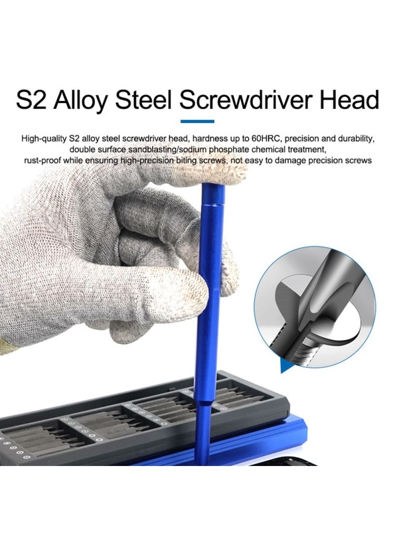 25-in-1 Precision Screwdriver Set – S2 Steel Bits, Magnetic Storage Organizer, Anti-Slip Design & Compact Case for Mobile Phone and Electronics Repair