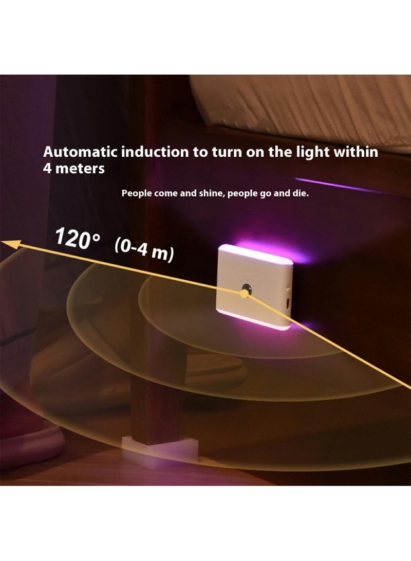 1- RGB Motion Sensor Lamp, Rechargeable Bedroom Corridor Magnetic LED Night Light F19 (L3.8 x W2.3 x H0.6)inch