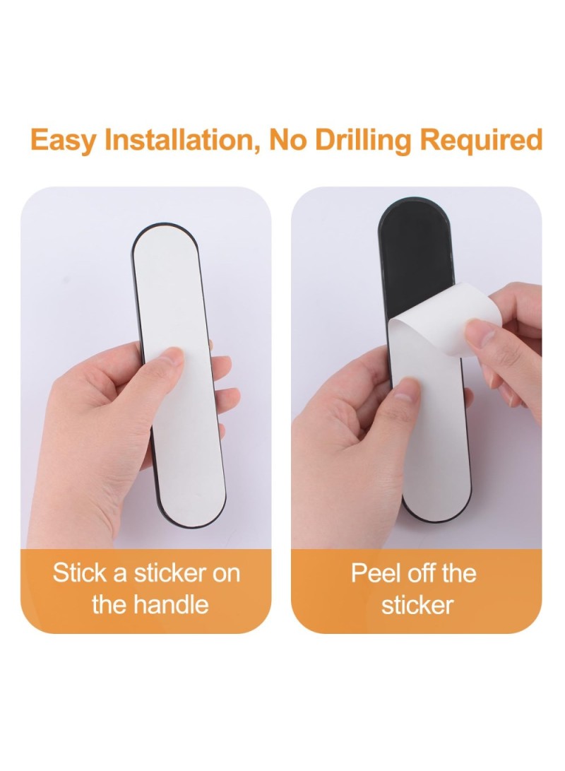2Pcs Adhesive Door Pull Handles for Sliding Doors Furniture Bathroom Glass Door, Size L - Oval Grey