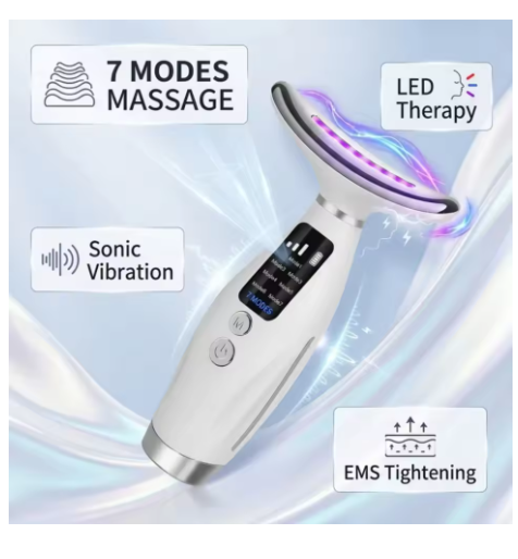 Neck Face Lifting Massager 7 Colors Light LED Photon Therapy Skin Tighten Wrinkle Remove Heating Vibration Massage Beauty Device