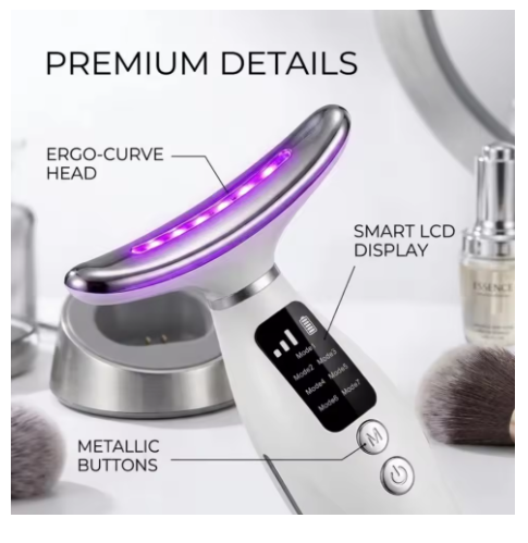 Neck Face Lifting Massager 7 Colors Light LED Photon Therapy Skin Tighten Wrinkle Remove Heating Vibration Massage Beauty Device