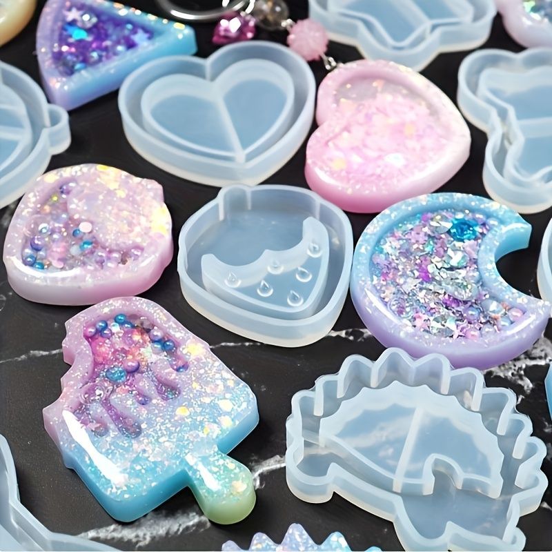 1pc Strawberry Shaker Silicone Molds Jewelry Mold Star Bear Key Chain Charm Jewelry Craft Tool