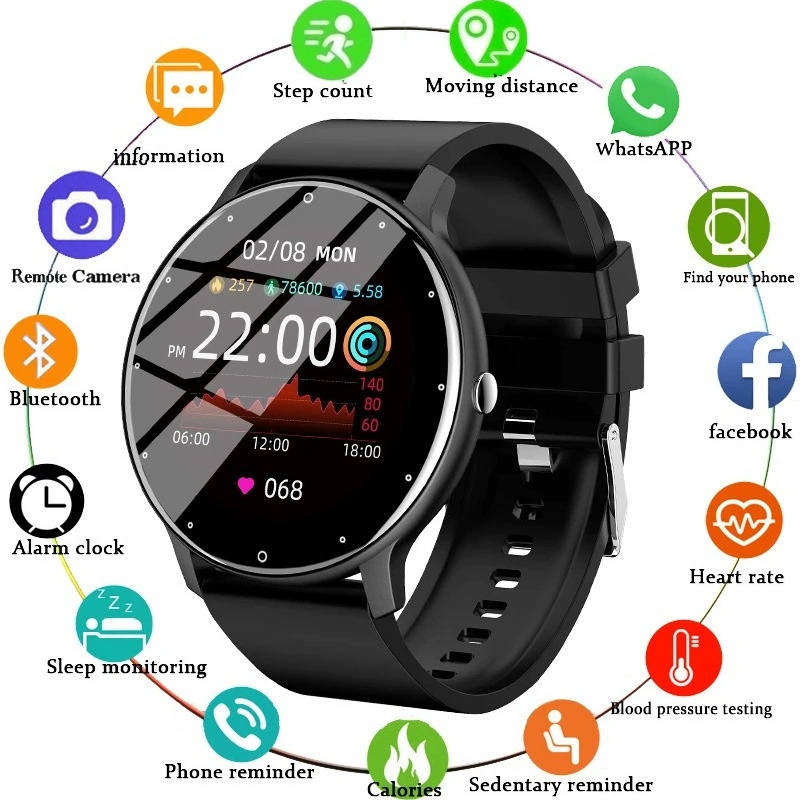 Smart watch sports wristband weather heart rate blood pressure message reminder Dafit app