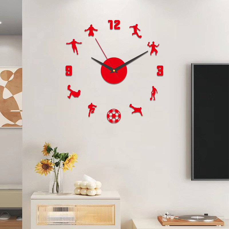 Silent Wall Clock – Creative Football-Themed Living Room Decoration, Glow-in-the-Dark Wall Sticker Clock