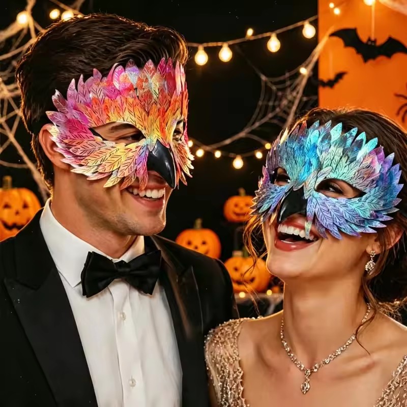 Bird Beak Eagle Mask Cosplay Owl Feather Half Face Animal Mask Masquerade Halloween Carnival Dress Up Party Costume Eye Mask