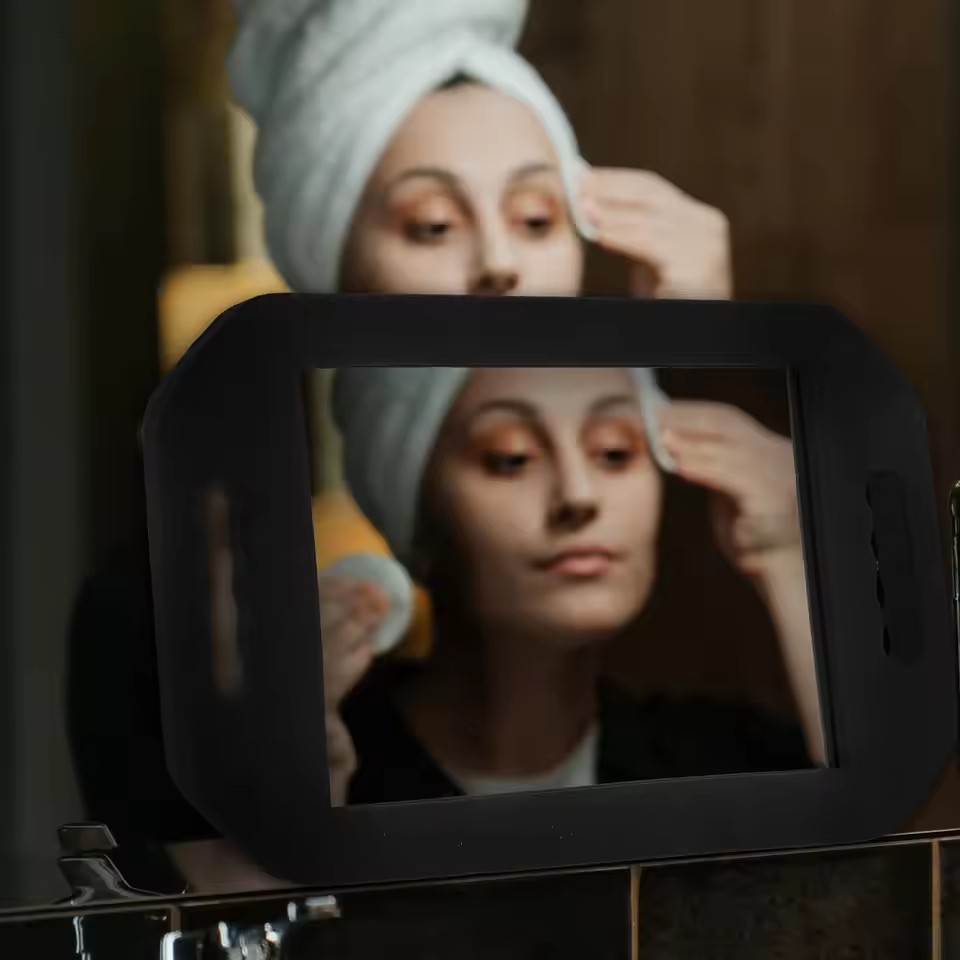 1Pcs Premium Glass Rectangular Makeup Mirror with Foams Cushion Frame Dual Handle Portable Hair Salon Beauty Mirror for Home