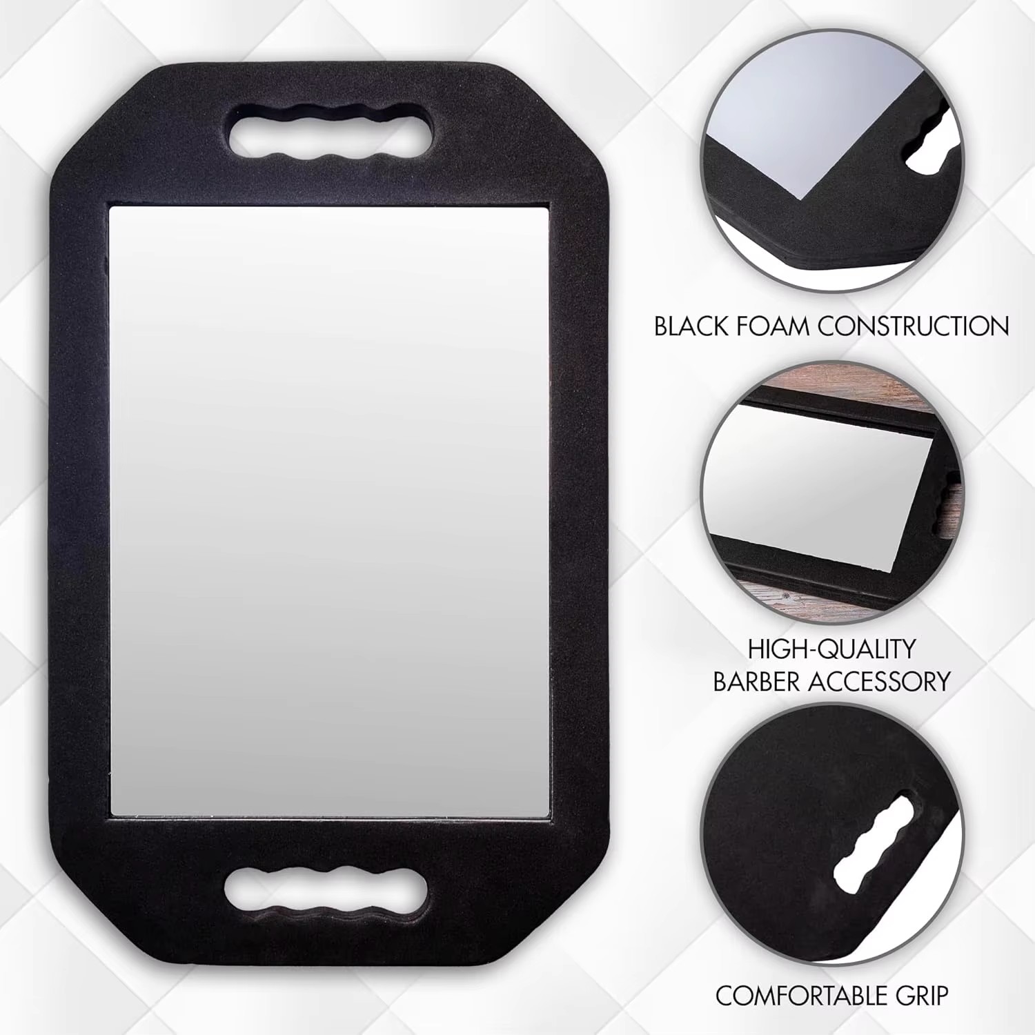1Pcs Premium Glass Rectangular Makeup Mirror with Foams Cushion Frame Dual Handle Portable Hair Salon Beauty Mirror for Home