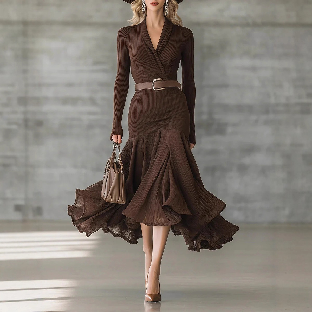 Free delivery of high-quality 2026 new summer women's clothing hot selling V-neck long sleeved dress