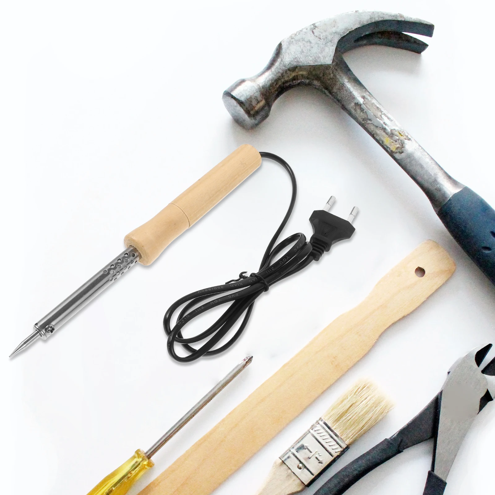 Electric Soldering Iron Wooden Handle High-Efficiency Heating Core Fast Soldering Tool For Engraving Household Repair