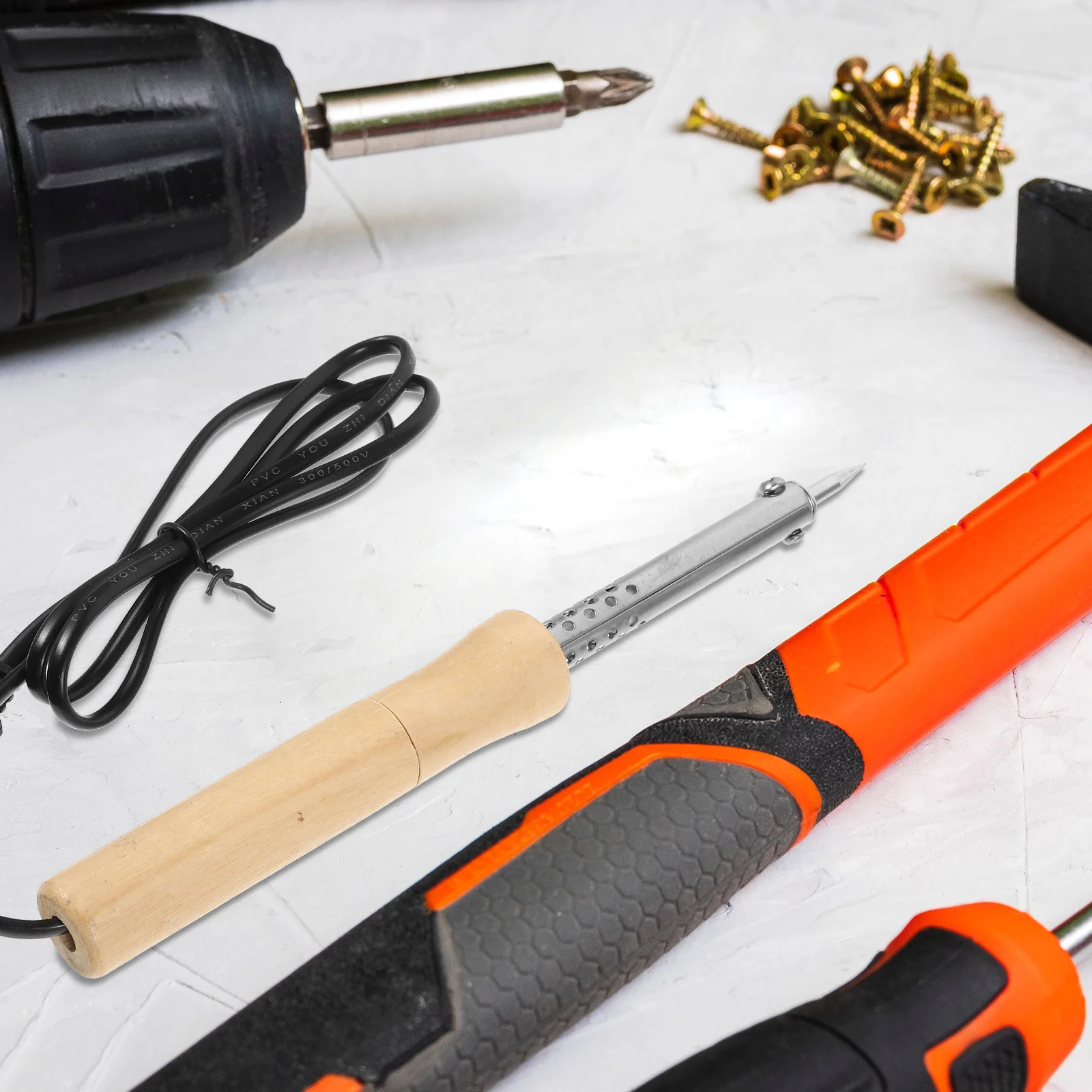 Electric Soldering Iron Wooden Handle High-Efficiency Heating Core Fast Soldering Tool For Engraving Household Repair