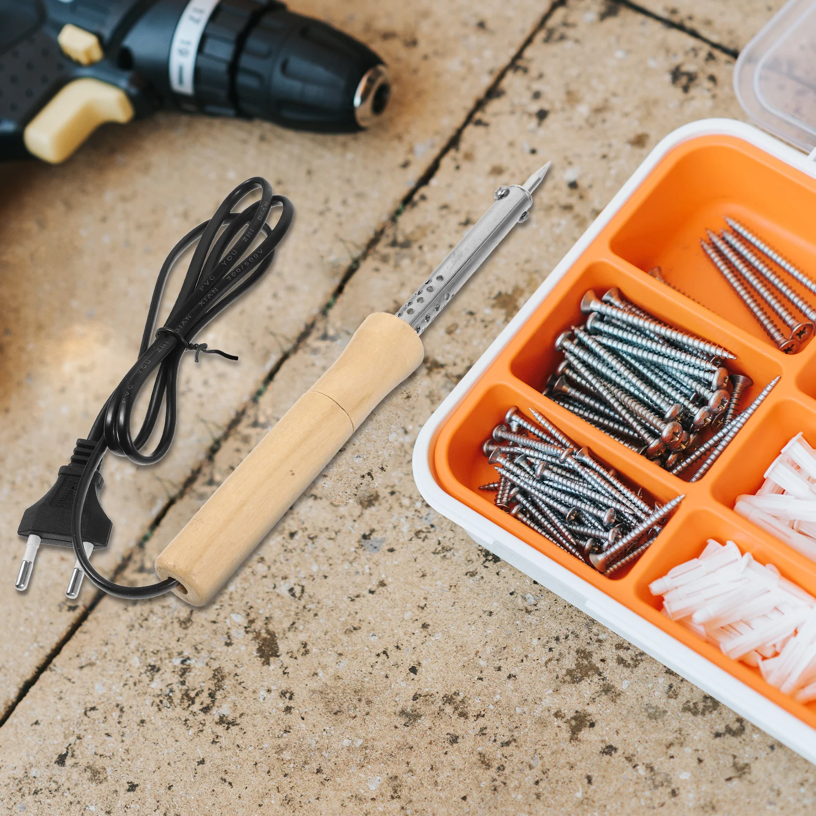 Electric Soldering Iron Wooden Handle High-Efficiency Heating Core Fast Soldering Tool For Engraving Household Repair