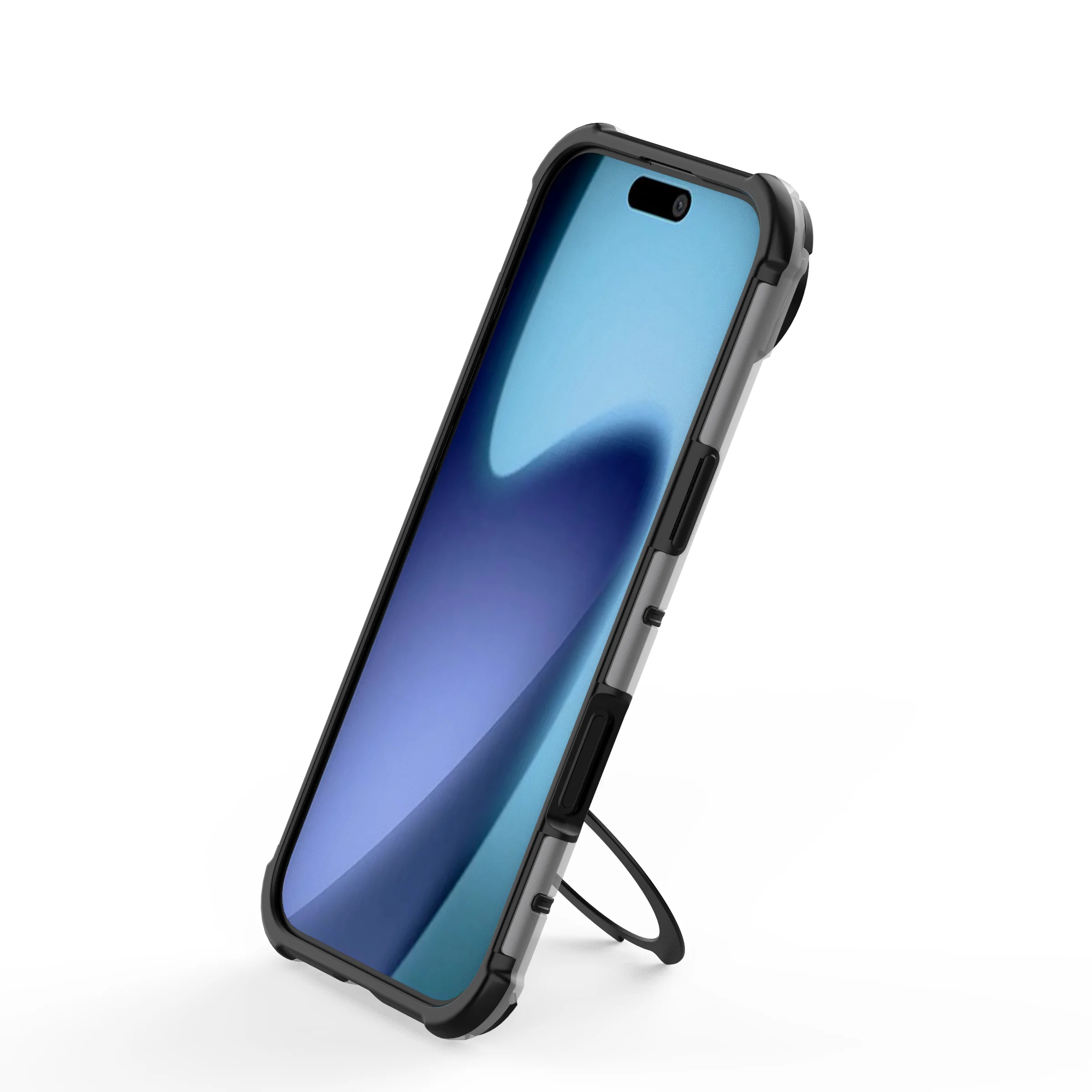 Corrugated Pattern Metal Bracket Translucent Case For iPhone 14 13 12 11 Plus Pro Max Airbag Shockproof Matte Cover
