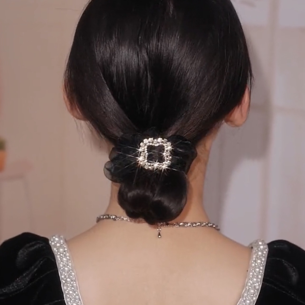 New temperament water diamond organza rubber band headband  large intestine hair tie  exquisite hair accessory  headwear